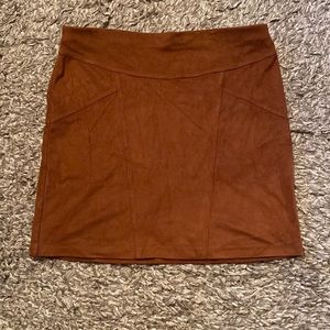 Brown suede mini skirt
